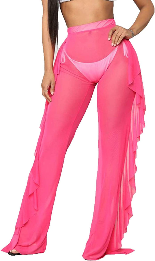  Women's Perspective Sheer Mesh Pants Swimsuit Bikini Bottom Cover ups Pants