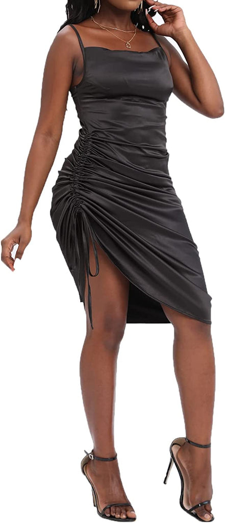 Women's Summer Sexy Ruched Midi Dress 