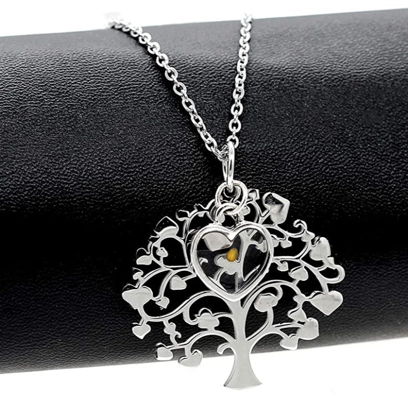 Women's Stainless Steel Family Tree Of Life Charm Necklace