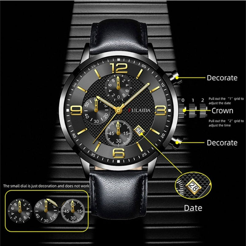  Men's  Fashion Stainless Steel Quartz Analog Wrist Watch