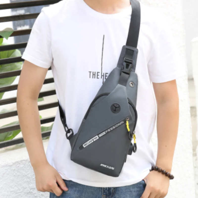 Men's Waterproof Crossbody Shoulder Bag With Easy Access Cord Compartment