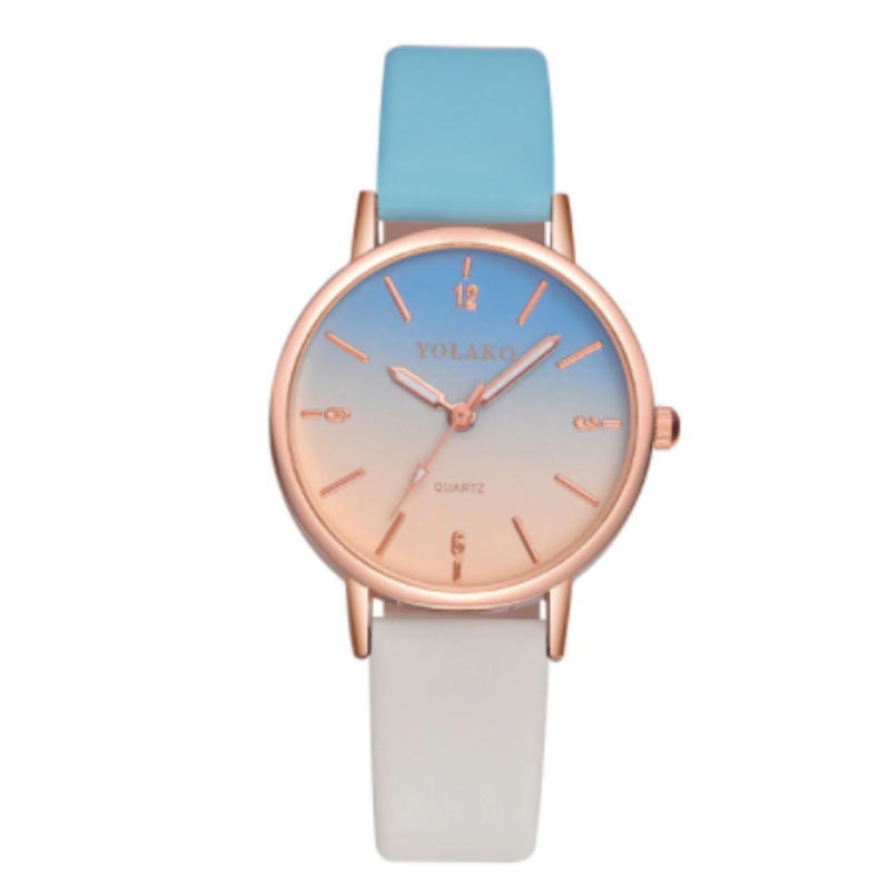 Women's Casual Leather Ombre Wrist Watch