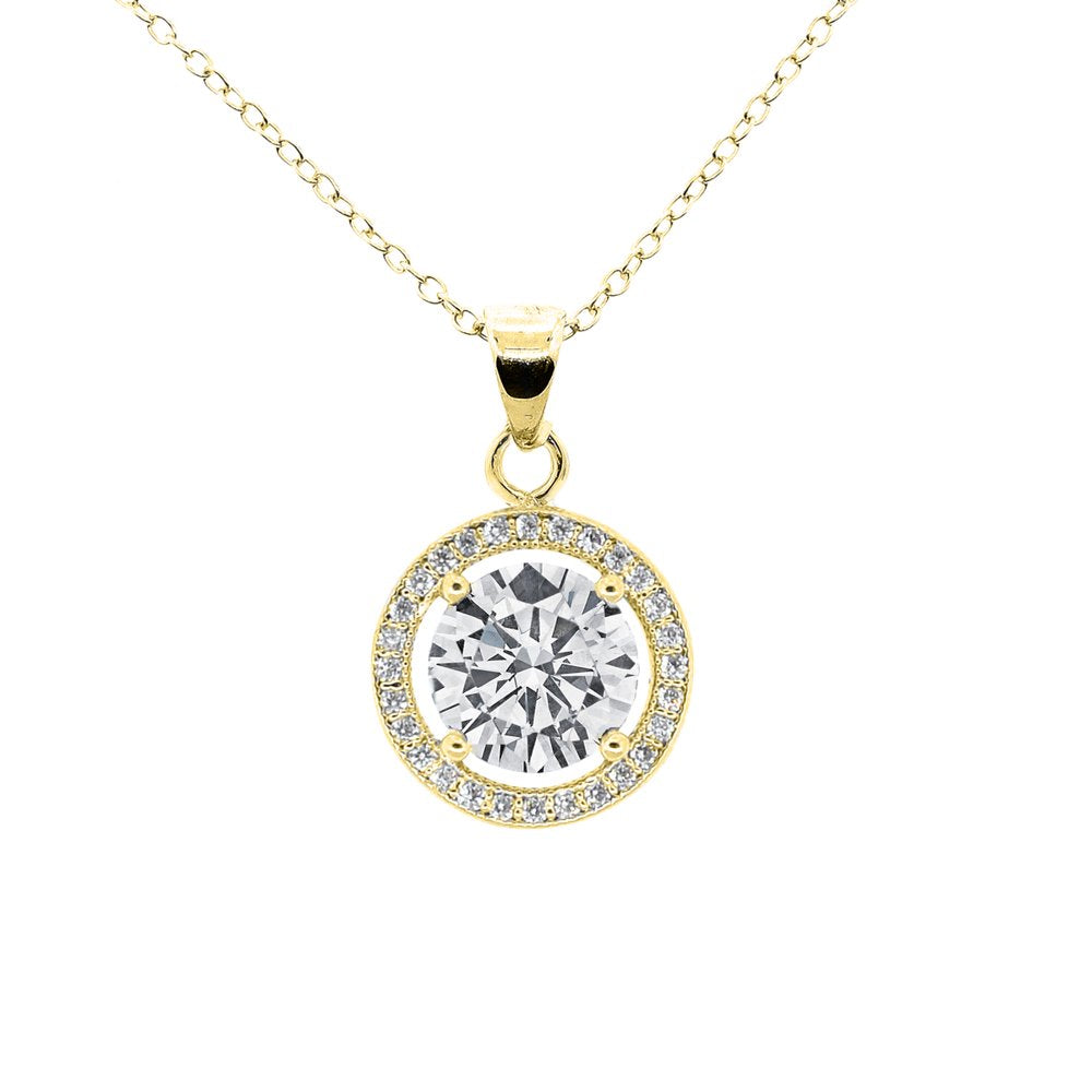 18K Gold Plated Halo Necklace Pendant