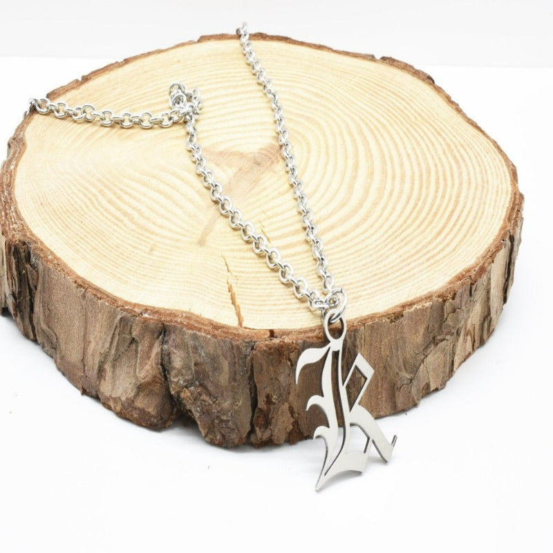 Mens Old English Initial Necklace by