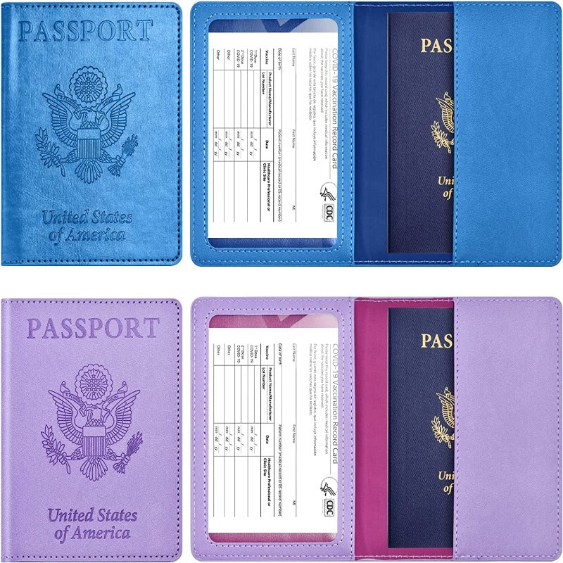 2 Pack Passport Holder and Vaccine Card Holder Combo