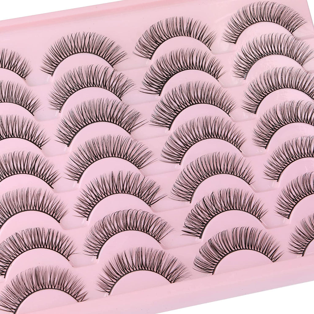 Newcally Lashes False Eyelashes Cat Eyes Wispy Natural Faux Mink Lashes 14 Pairs Pack Light Volume Short Fake Eye Lashes Multipack