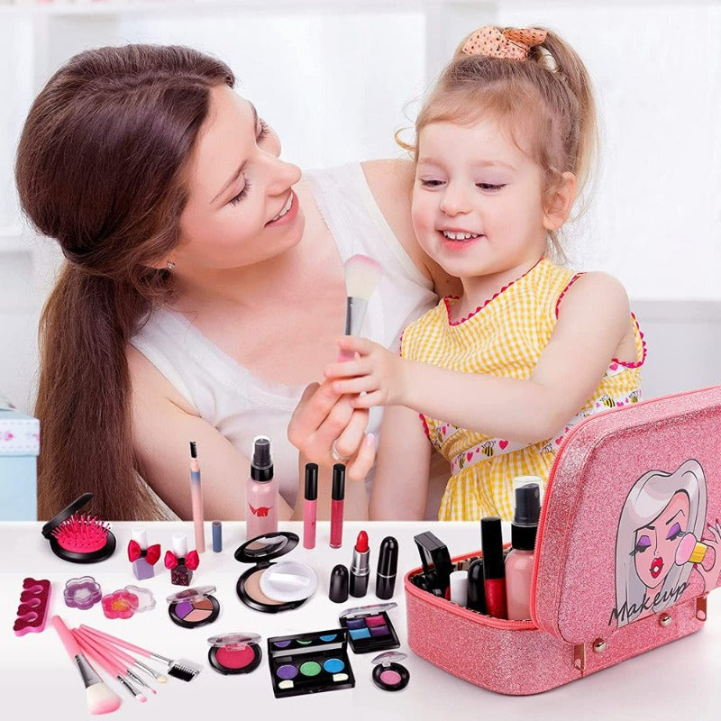 27 Piece Washable Real Makeup Kit for Kids