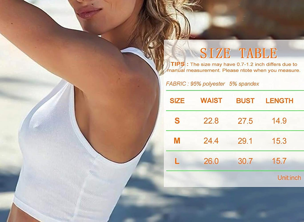 Stretchy Crop Tank Tops for Women, White Basic Cutoff Cami Top for Girls