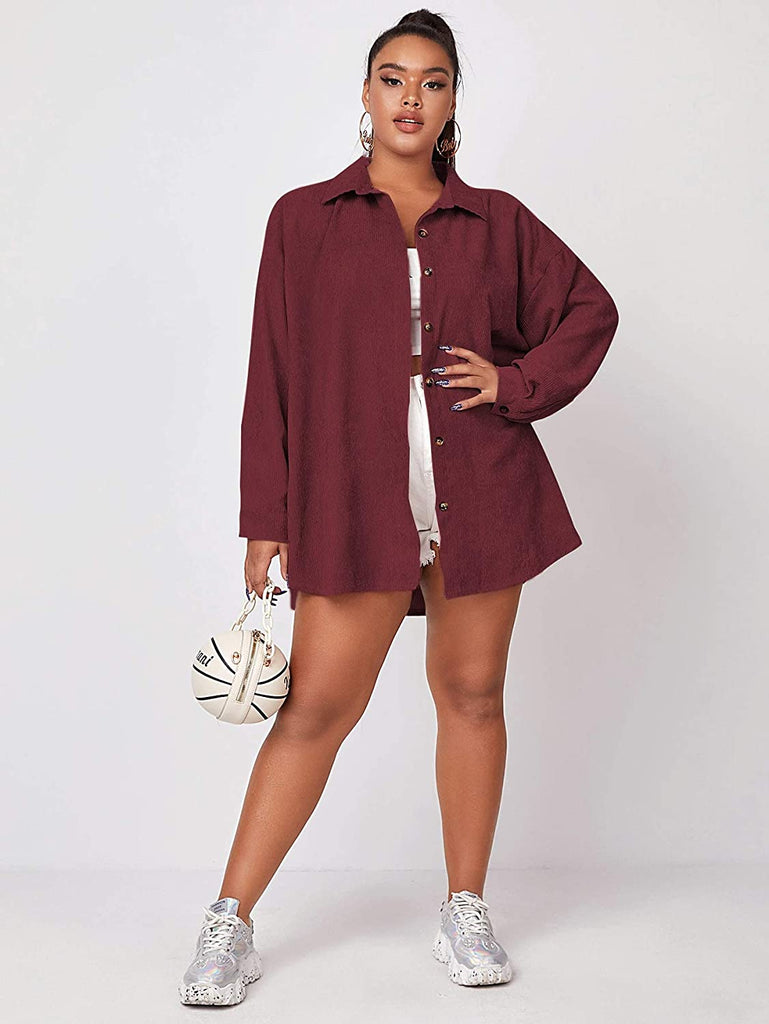 Women's Plus Drop Shoulder Corduroy Coat