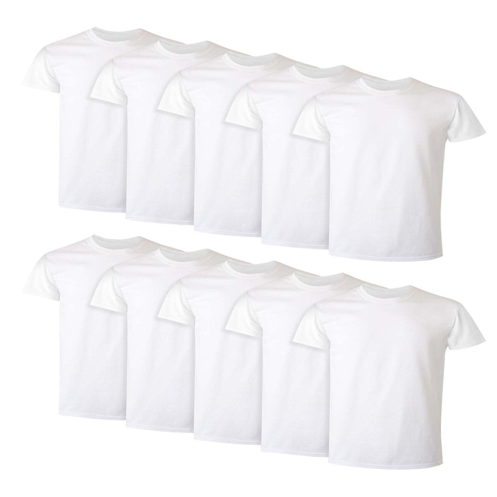 10 Pack Men's Super Value Pack White Crew T-Shirt Undershirts
