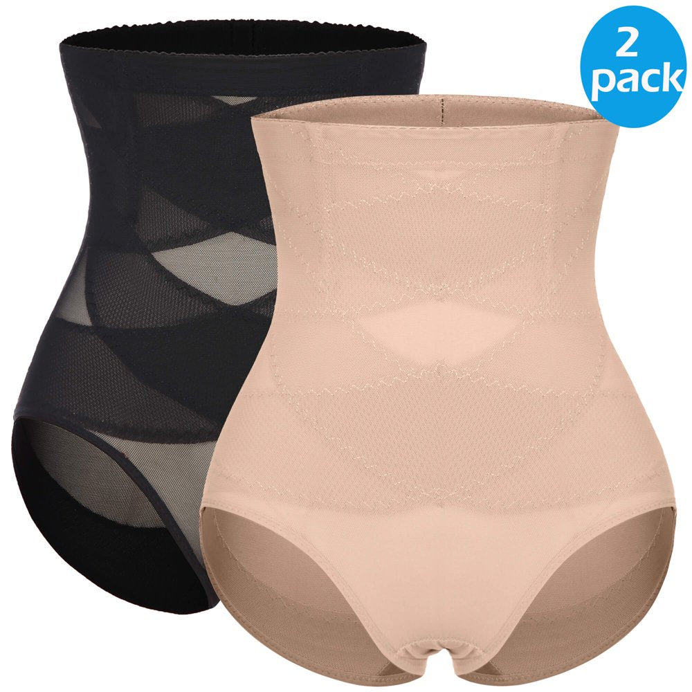 VASLANDA 2 Packs Women Butt Lifter Shapewear Hi-Waist Double Tummy Control  Panty fajas Waist Trainer Body Shaper 