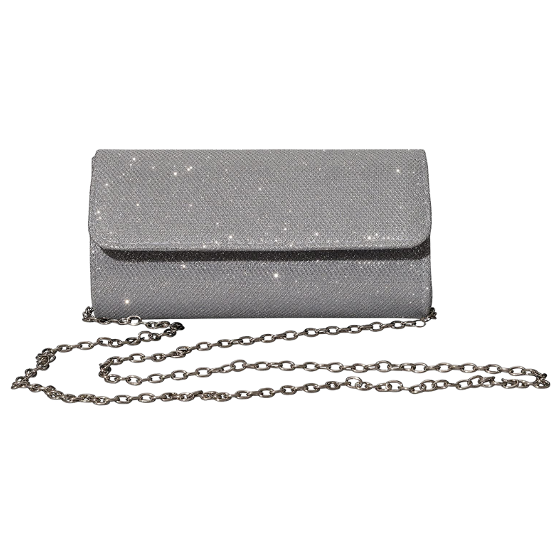 Women's Sparkly Evening Clutch Bag With Shoulder Chain