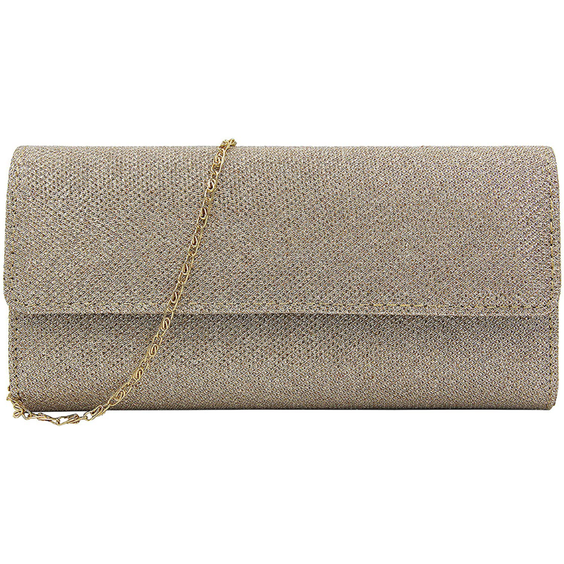 Women's Sparkly Evening Clutch Bag With Shoulder Chain