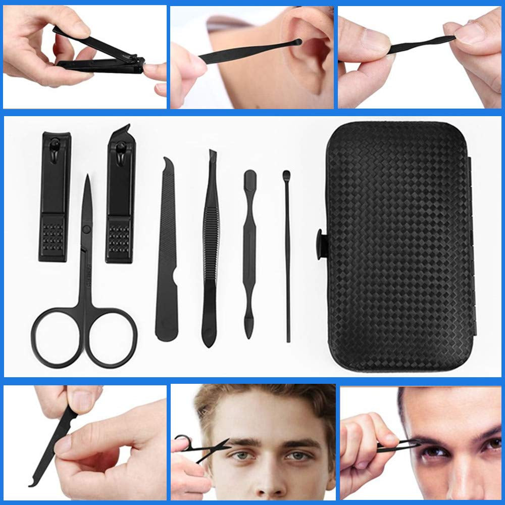 7Pc Manicure Set, Nail Clippers Kit, Stainless Steel Manicure Kit, Nail Clipping Tools Portable Travel Grooming Kit