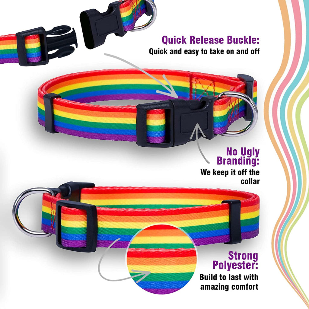 Rainbow Flag Dog Collar Gay Pride Stuff for Parade, LGBTQ Flags Equality Pet Apparel Decor Gift and LGBT Ally Accessories (Small)