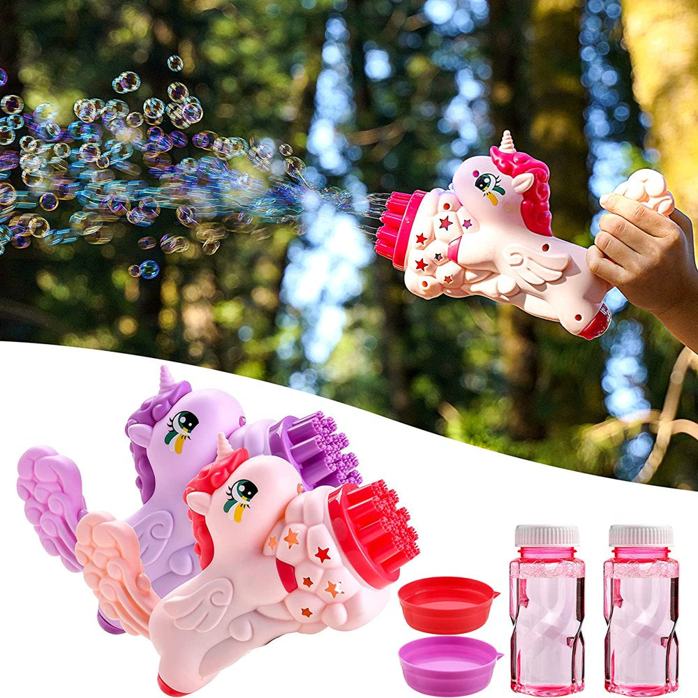 2Pack Unicorn Bubble Machine for Toddlers Kids Boys Girls Age 3+, Includes Bubble Solution