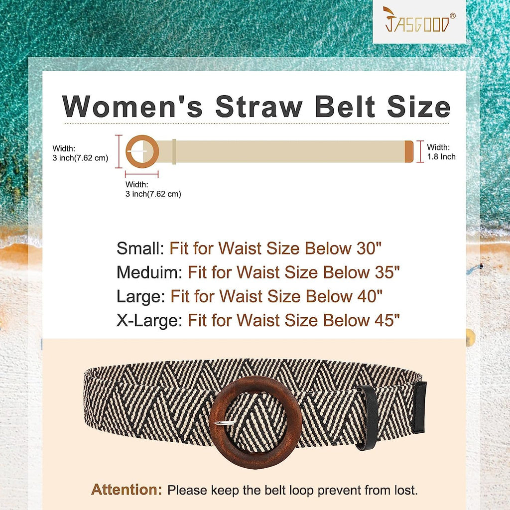  Straw Woven Elastic Stretch Belts 