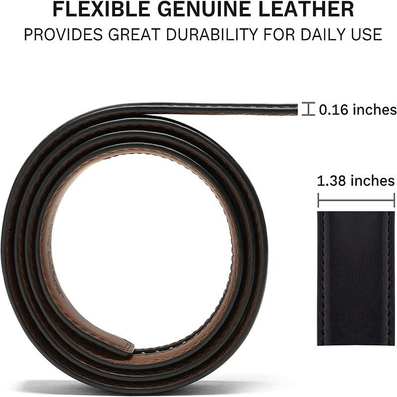 Men’s Leather Ratchet Dress Slide Belt with Adjustable Click Buckle