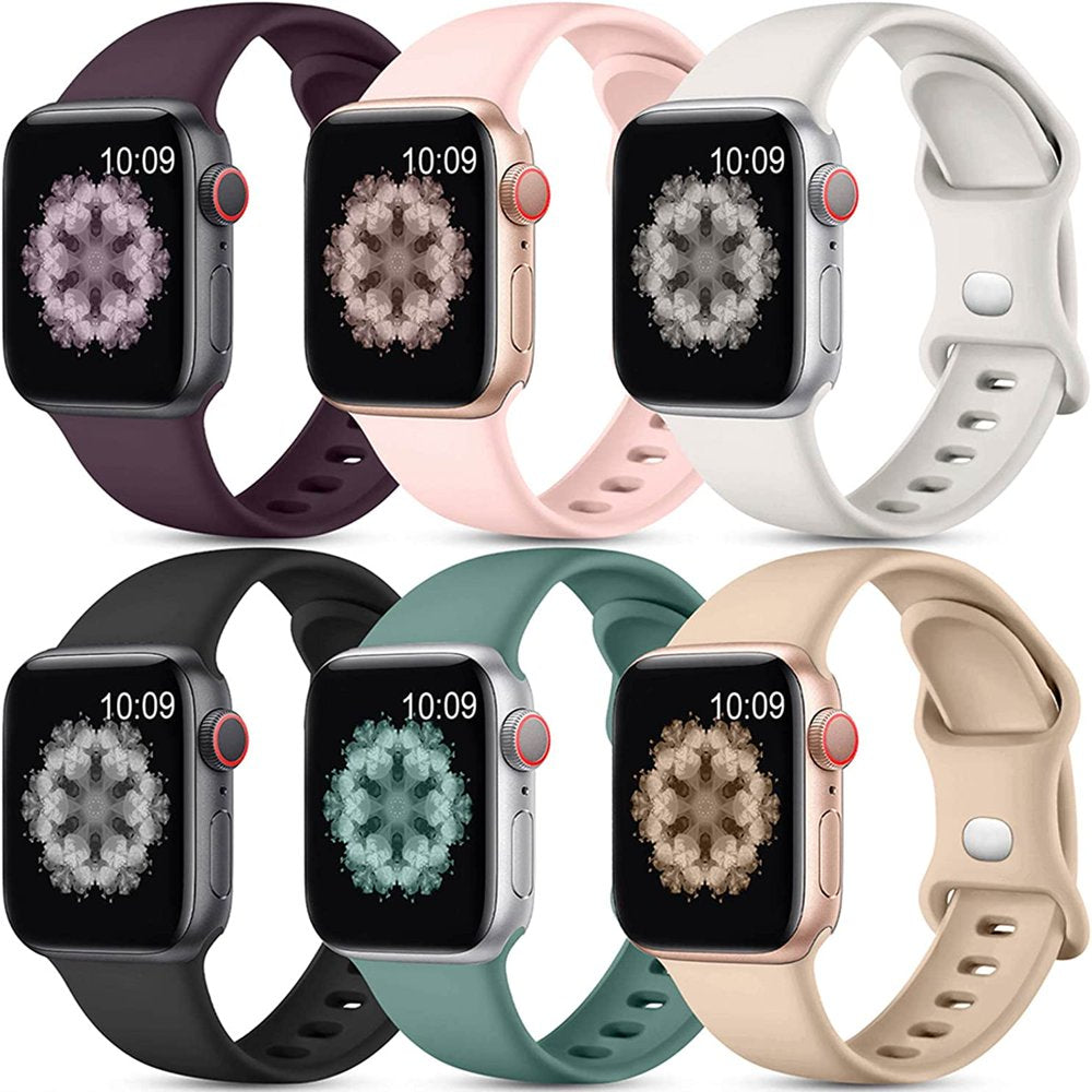 6 Pack Apple Watch Bands, Breathable Silicone Iwatch Bands for Women Men