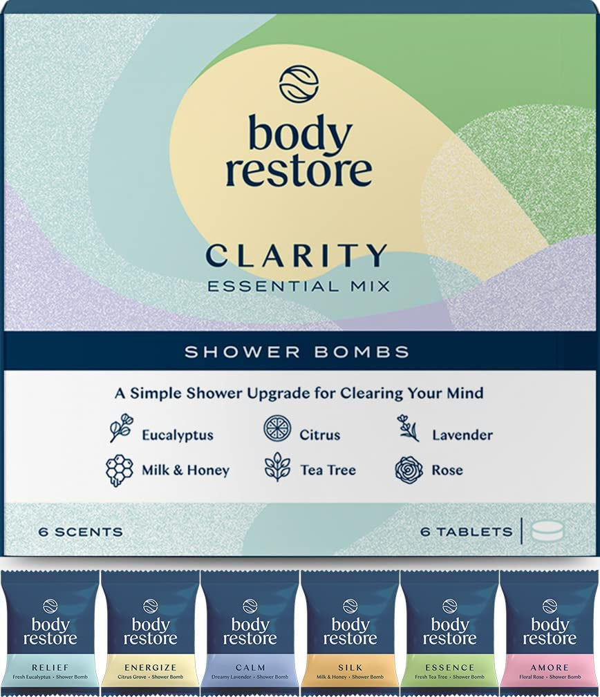Shower Steamers Aromatherapy - Mothers Day Gifts, Relaxation Birthday Gifts for Women and Men, Stress Relief and Luxury Self Care Gifts for Mom, Shower Bath Bombs - BodyRestore 6 Packs Clarity Tube