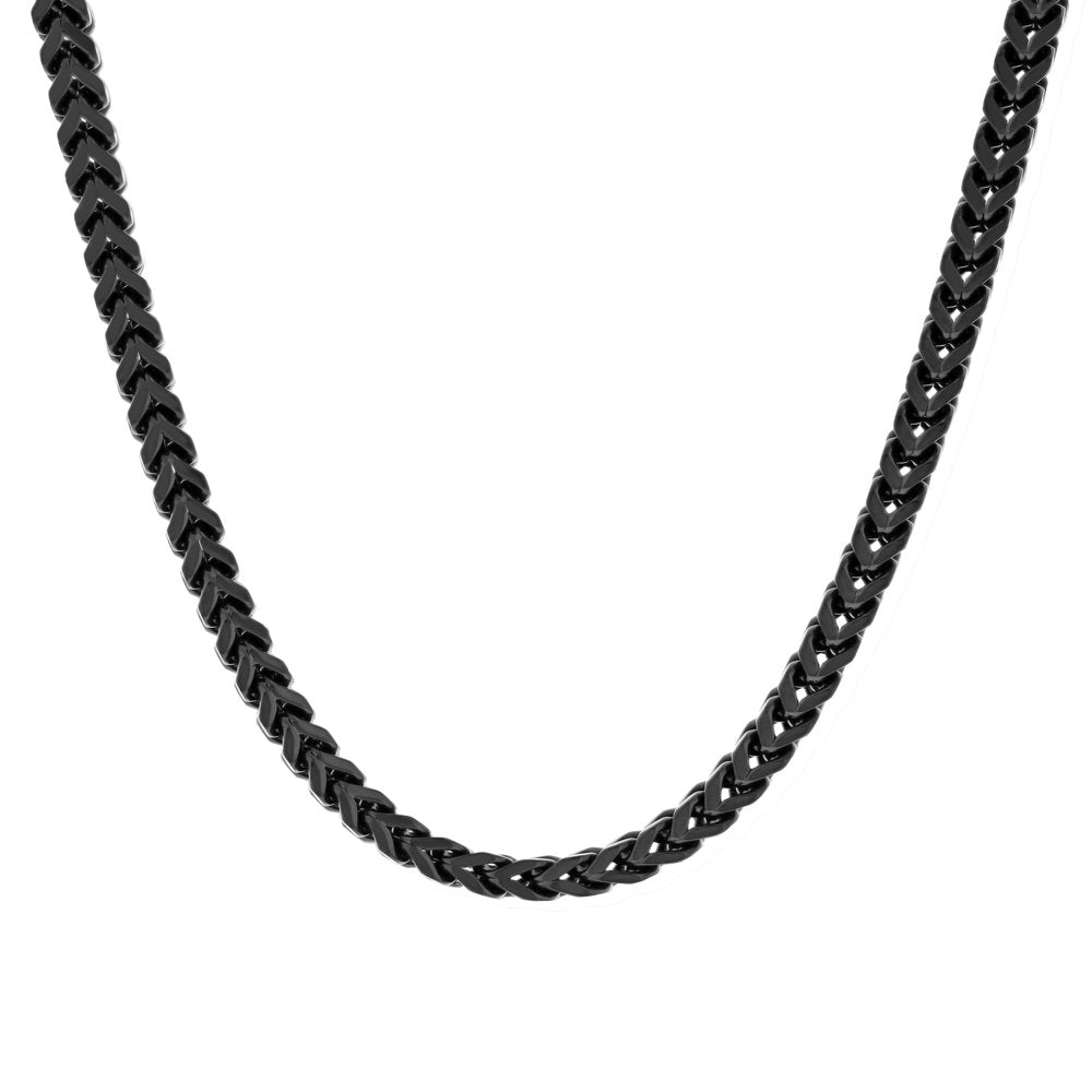 Men'S Black Stainless Steel 3MM Franco Link 24" Chain Necklace