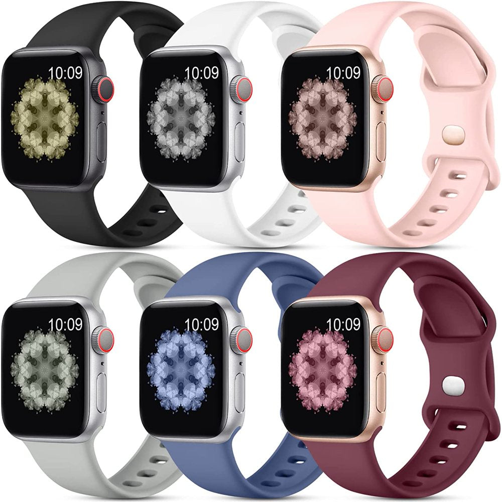 6 Pack Apple Watch Bands, Breathable Silicone Iwatch Bands for Women Men