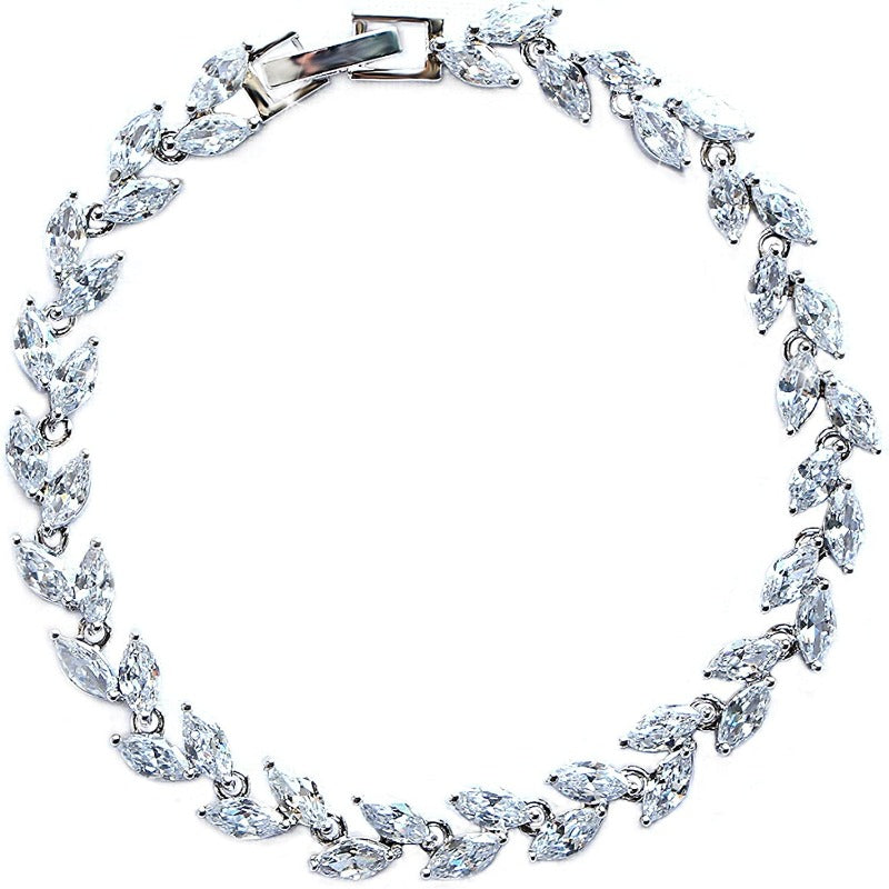 Crystal Tennis Link Bracelet with Cubic Zirconias