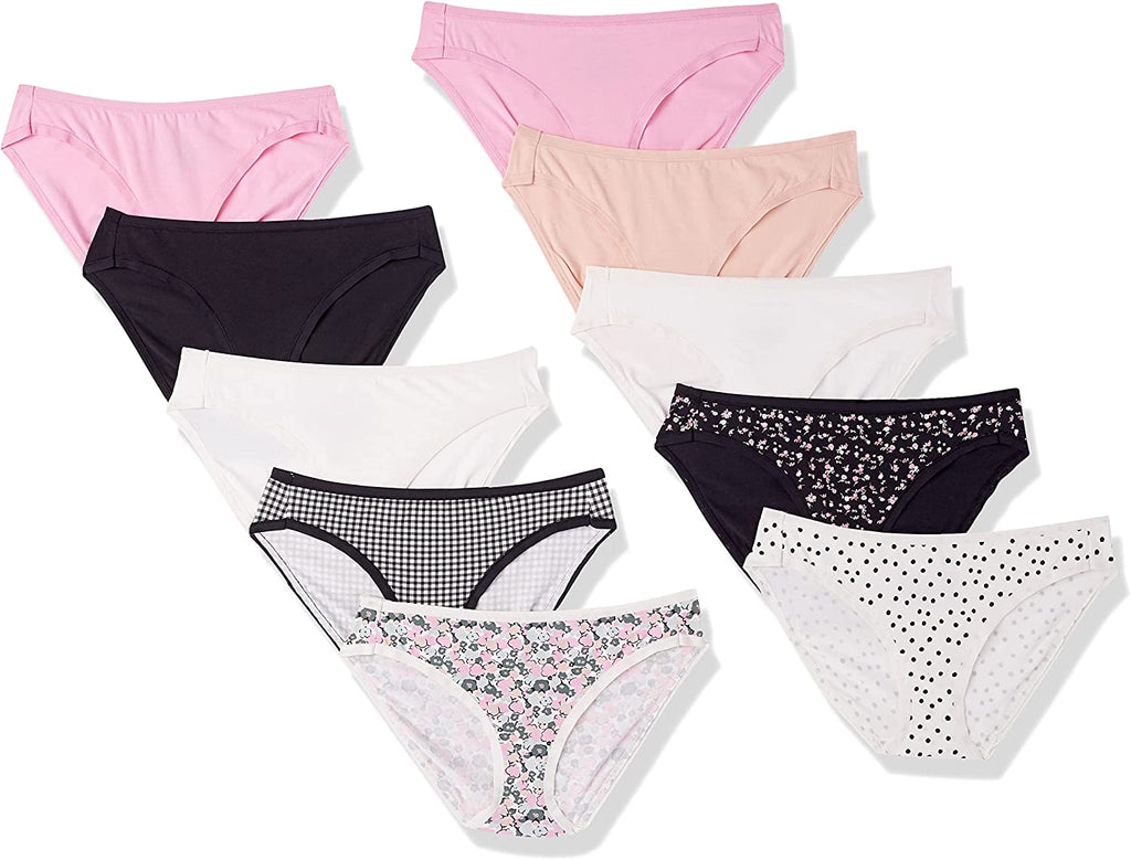 Essentials Women's Cotton Bikini Brief Underwear (Available in plus Size), Multipacks