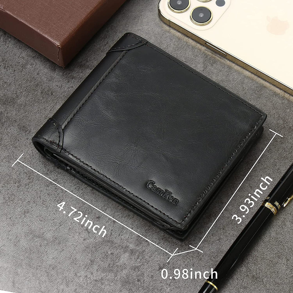 Mens Wallet Super Large Capacity Bifold RFID Blocking Wallet 