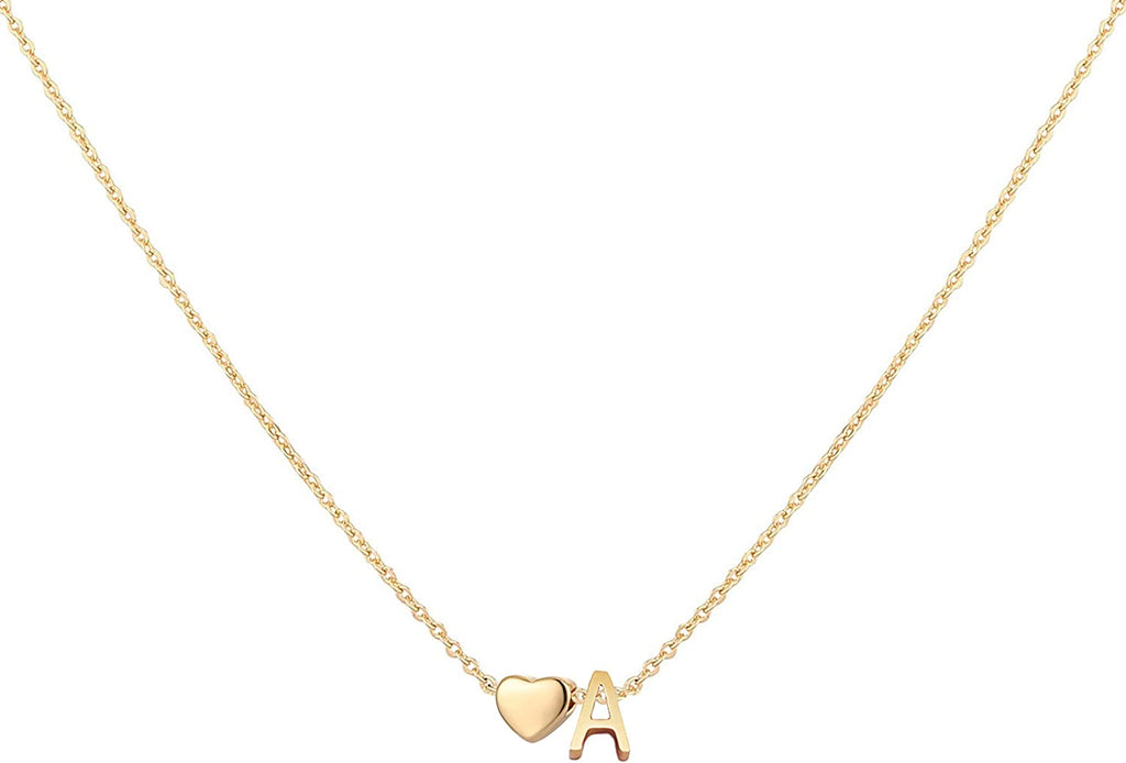  Initial Heart Necklace,18K Gold Plated Stainless Steel Tiny Heart Letter Necklace Personalized Monogram Name Necklace for Women Girls
