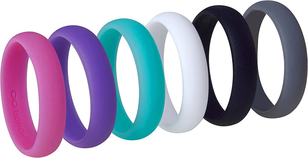 Womens Silicone Wedding Ring Band - 6 Ring Pack 