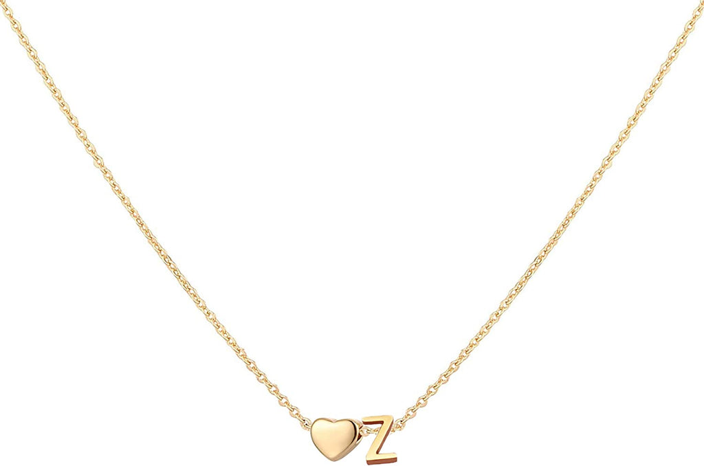  Initial Heart Necklace,18K Gold Plated Stainless Steel Tiny Heart Letter Necklace Personalized Monogram Name Necklace for Women Girls