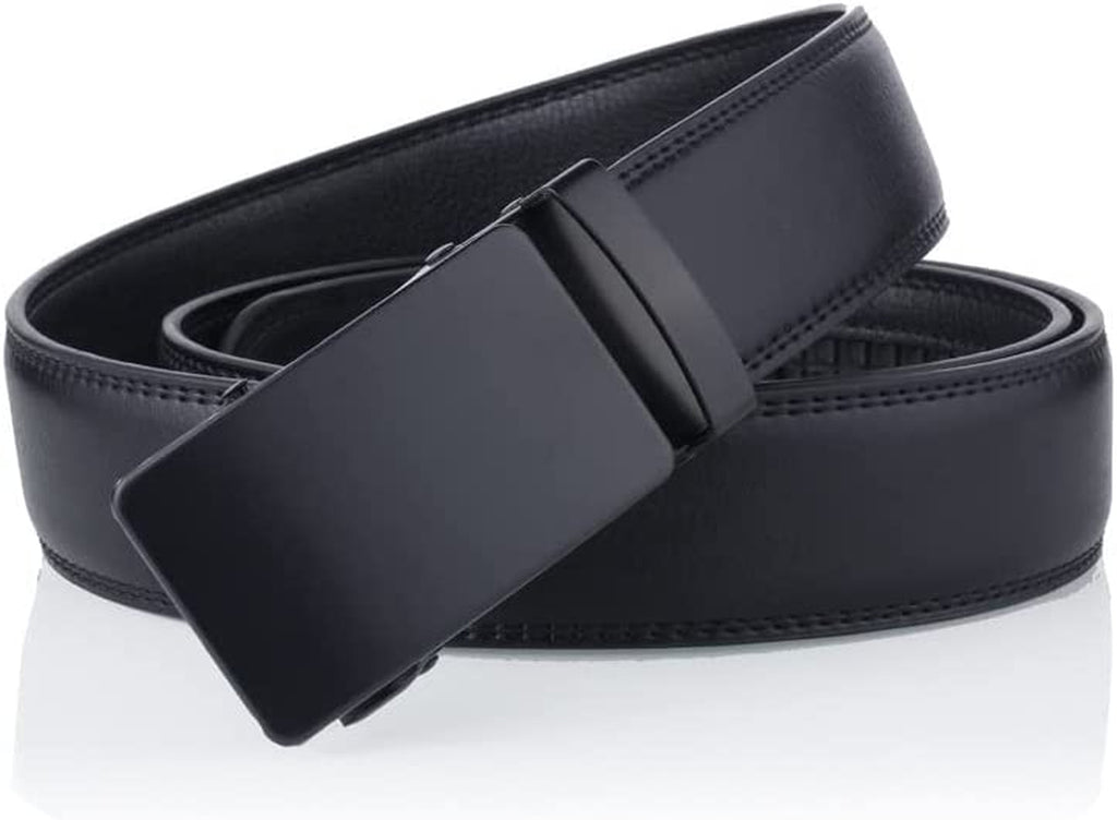 Men's Leather Adjustable Ratchet Dress Belt, Trim to Fit 