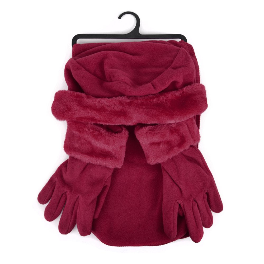Women's Warm Fleece Winter Set - Scarf, Hat, and Gloves