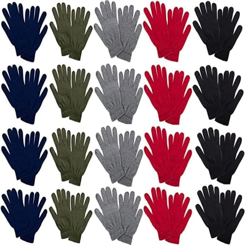 10 Pairs Adults Magic Winter Gloves, Warm Stretchy Knit Gloves