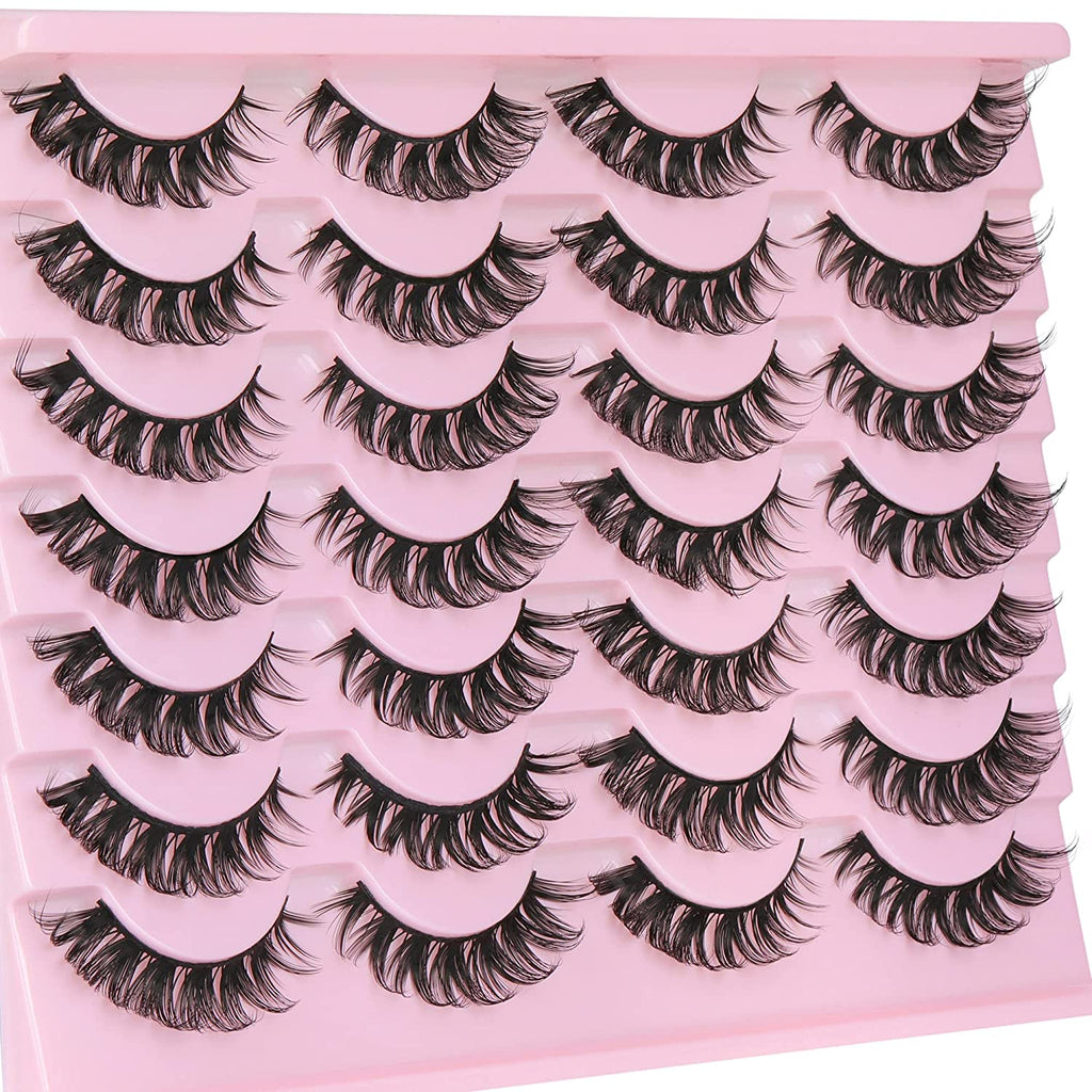 Newcally Lashes False Eyelashes Cat Eyes Wispy Natural Faux Mink Lashes 14 Pairs Pack Light Volume Short Fake Eye Lashes Multipack