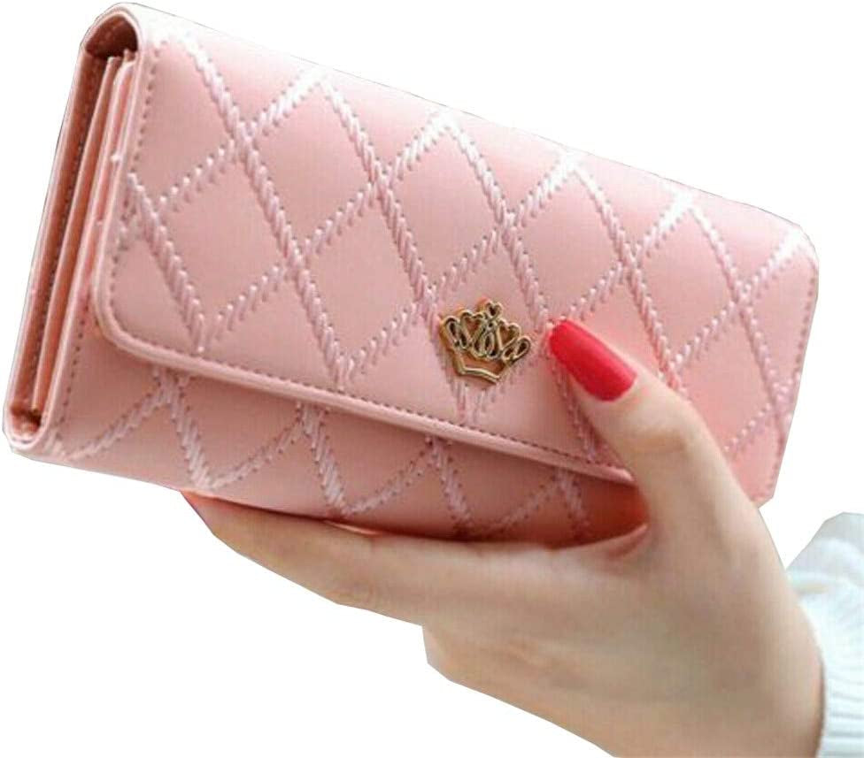 RFID Blocking Wallet for Women Ladies Leather Card Holder Purse with ID Window Multiple Card Slots Travel Bifold Wallet-Clutch
