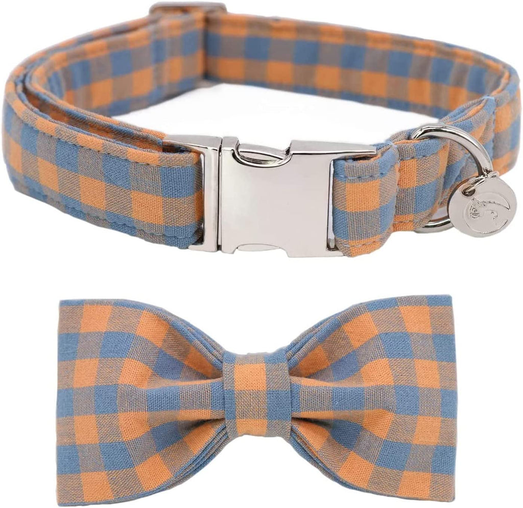 Cotton Dog Collar and Bow Rainbow Pet Collar, Pride Dog Collar Comfortable and Adjustable Dog Collar for Large Small Medium Dog
