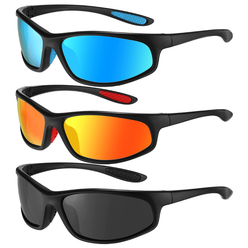 3 Pairs Polarized Sport Sunglasses - Driving Fishing Sports