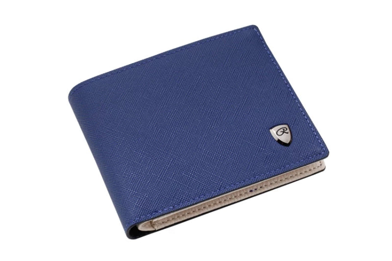 Blue Men's Leather Open Multi Card Position Wallet
