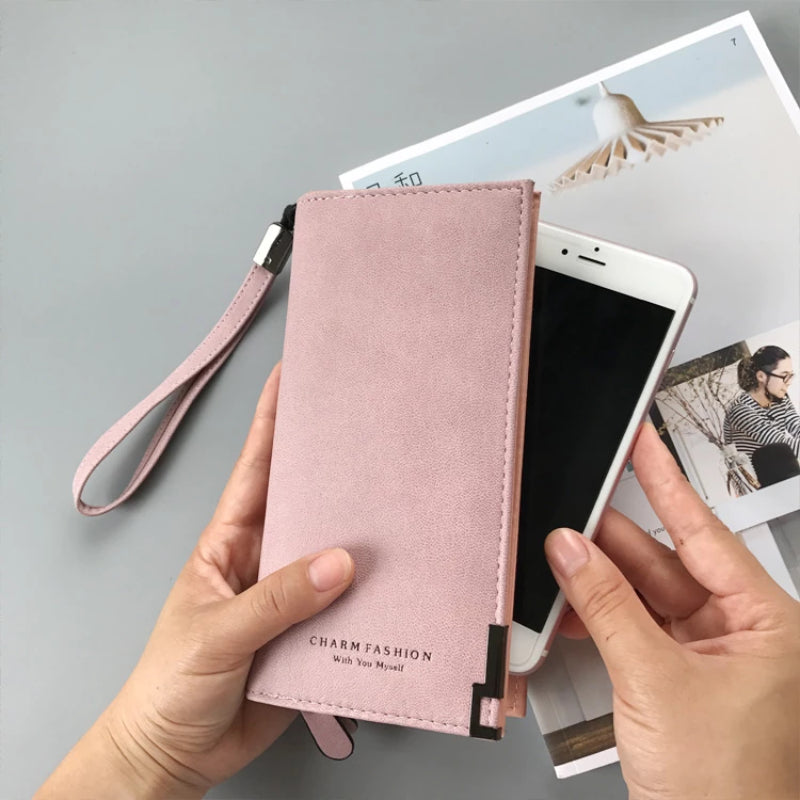 Pink Women's Long Wristlet Wallet Clutch