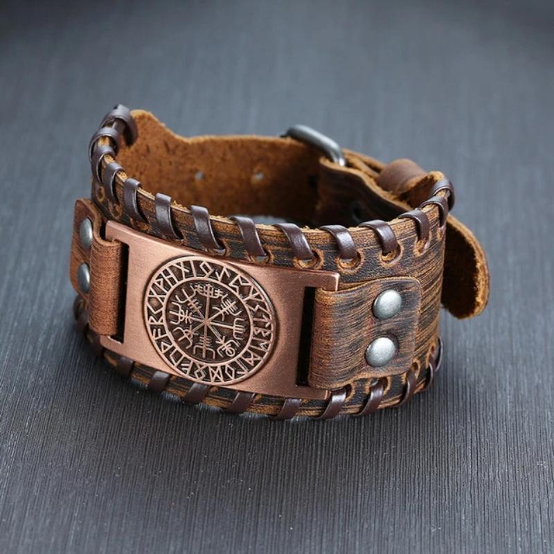 Men's Viking Leather Wrap Adjustable Bracelet