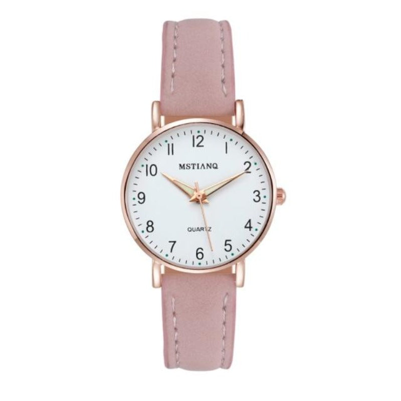 Women's Simple Leather Quartz Wristwatch