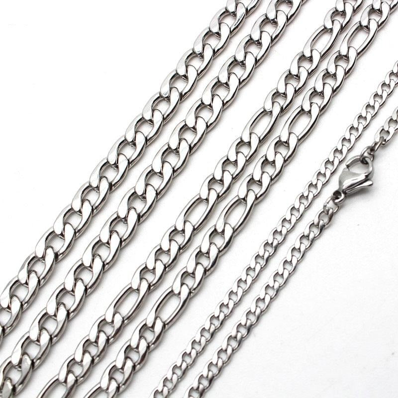 Men's Stainless Steel Figaro Link Chain Curb Necklace
