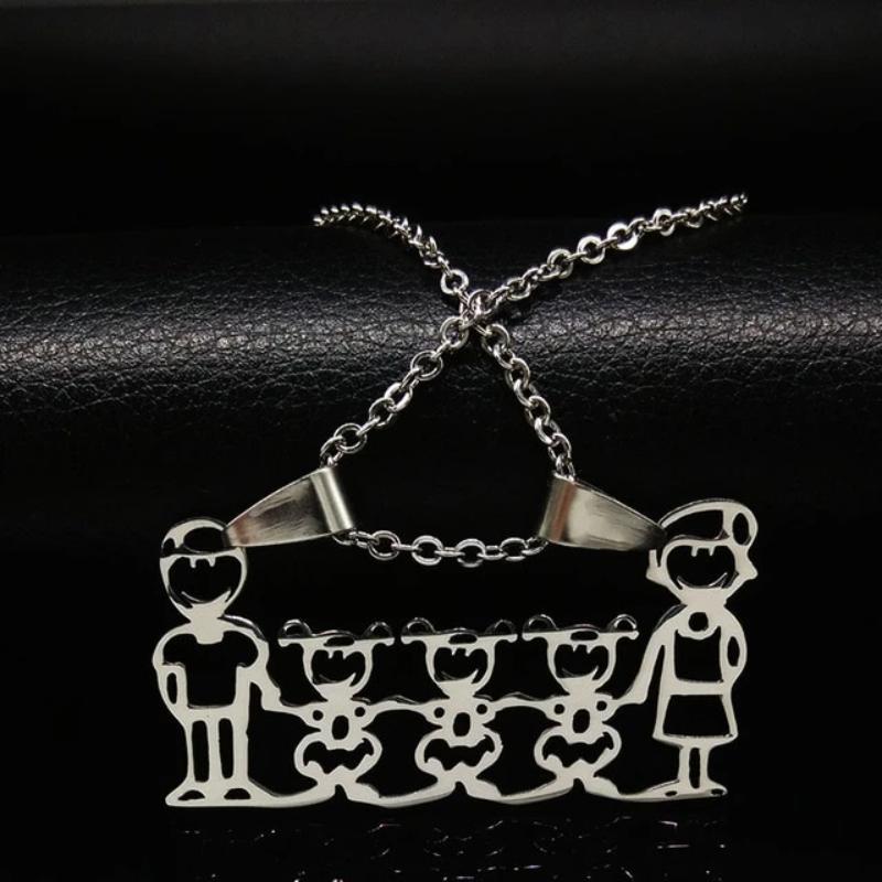 Stainless Steel Family Pendant Necklace