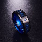 Carbon Fiber Blue Zircon Tungsten Carbide Ring