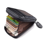 Men's Genuine Leather Credit Card Holder RFID Blocking Zipper Wallet