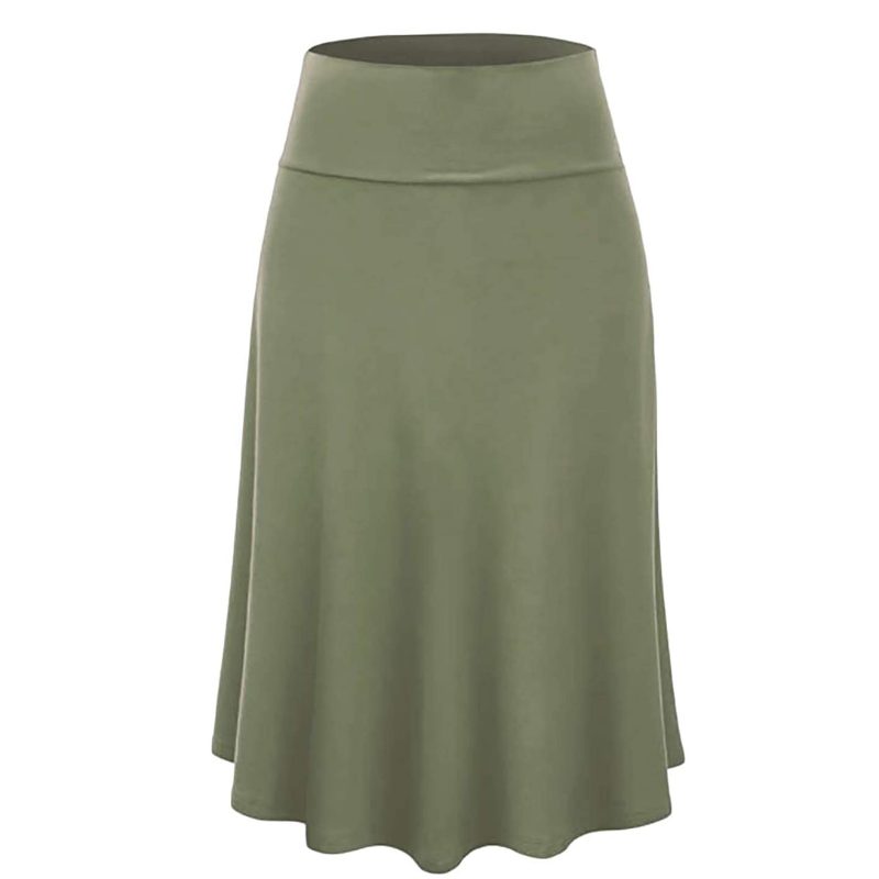Women's Fold Over A-Line Midi Knee Length Flare Skirt