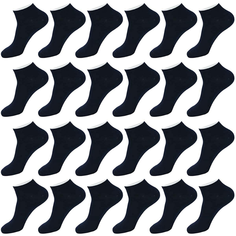 Men's 24 Pair Coolmax Cotton Low Cut No Show Ankle Socks
