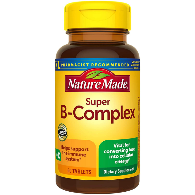 60 Count Nature Made Super B Complex With Vitamin C And Folic Acid For Cellular Energy Support